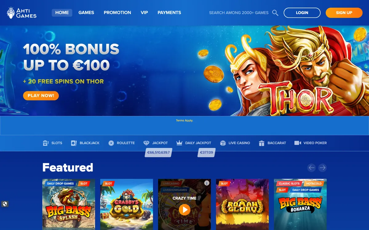 AHTI Games Casino — Sign-up, captured from Finland
