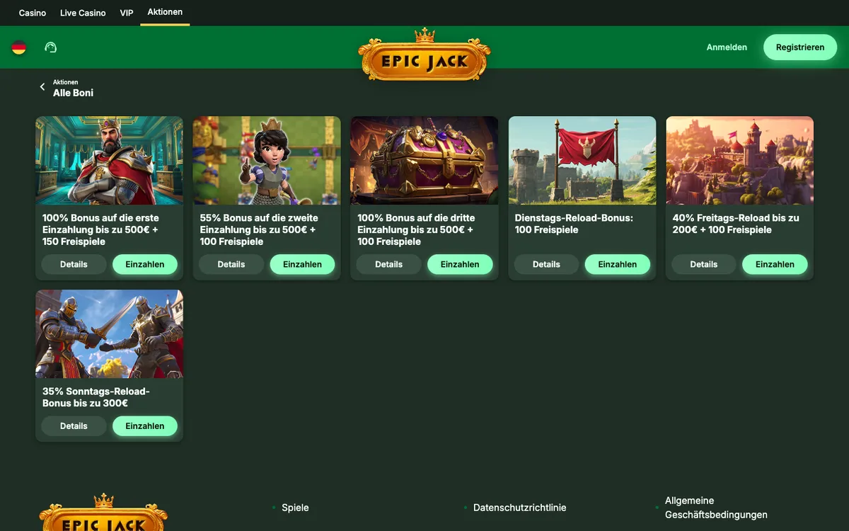 EpicJack Casino — «Акции», снято из страны Австрия