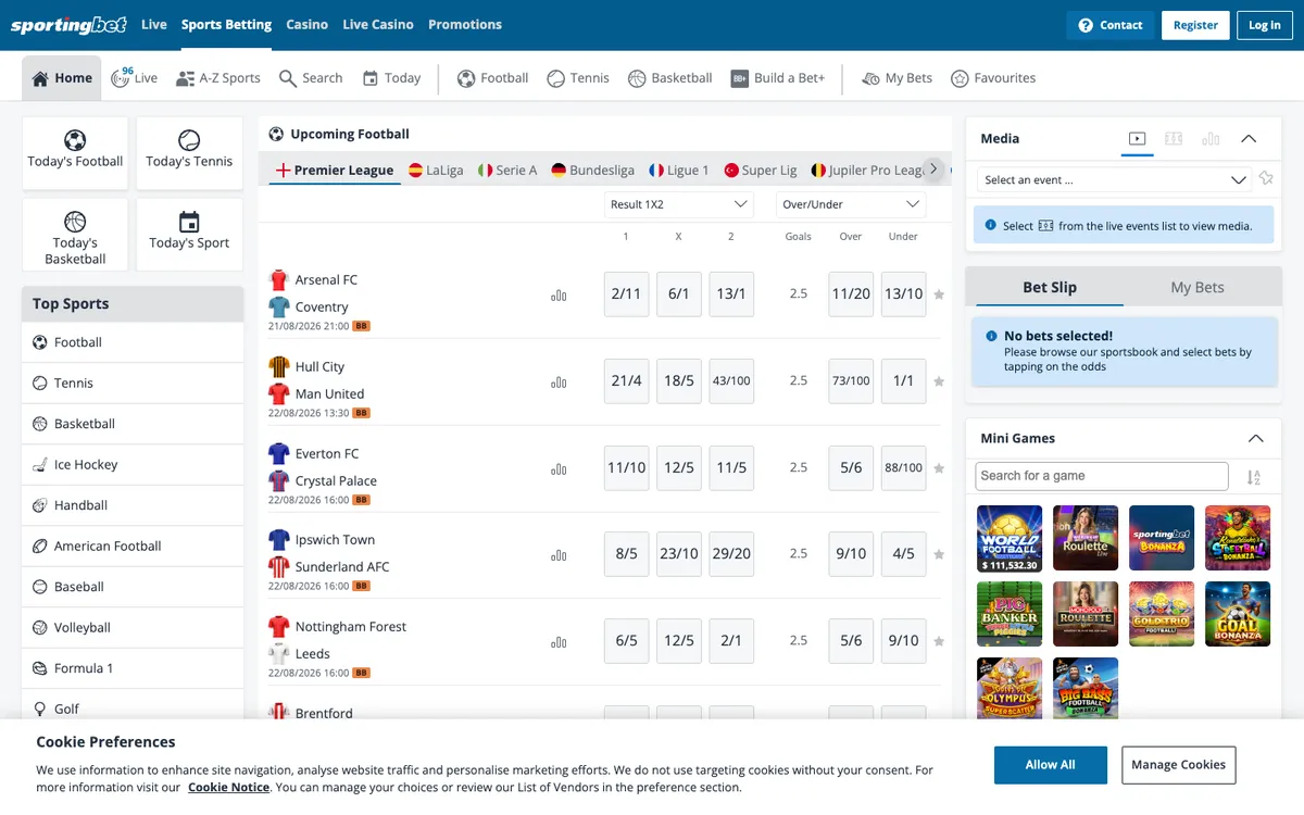 Sportingbet Casino — Home page, captured from Australia