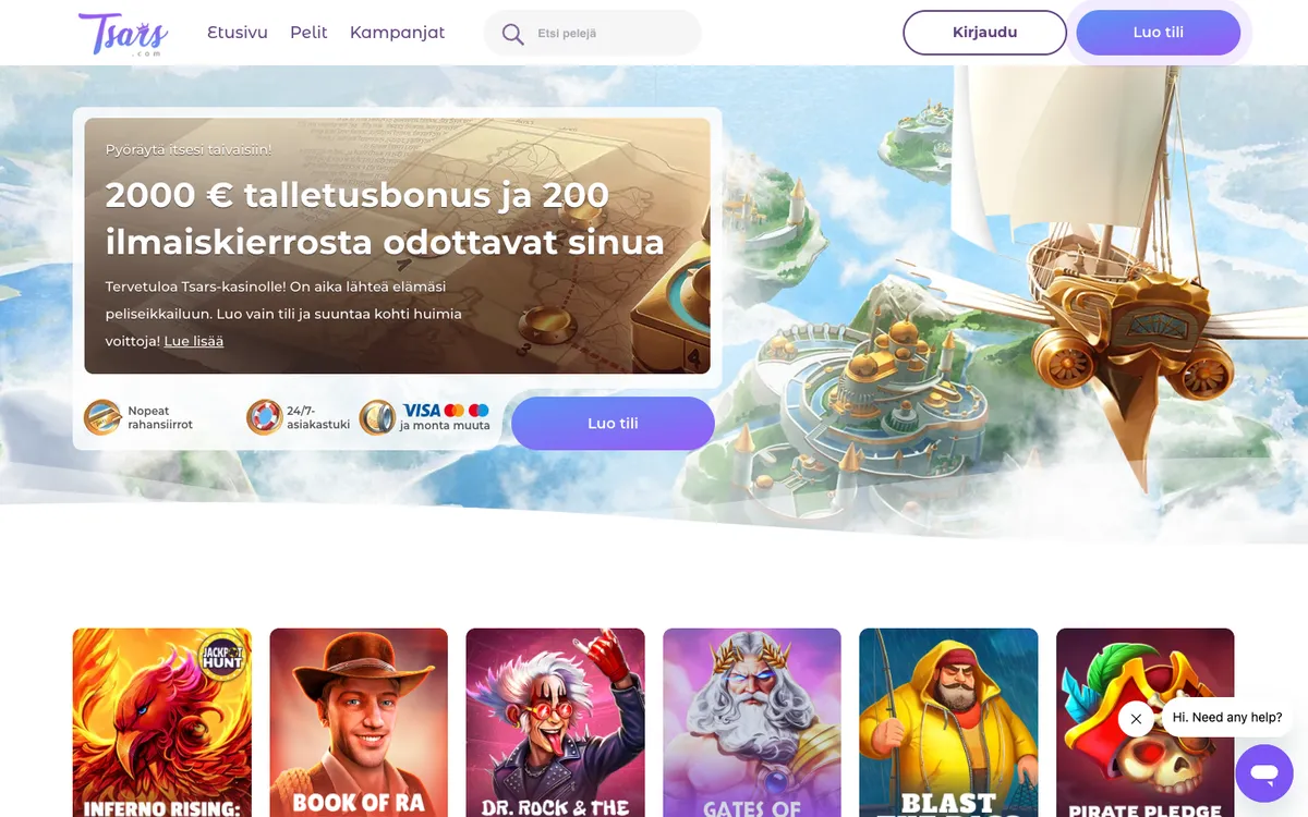 Tsars Casino — «Главная», снято из страны Финляндия