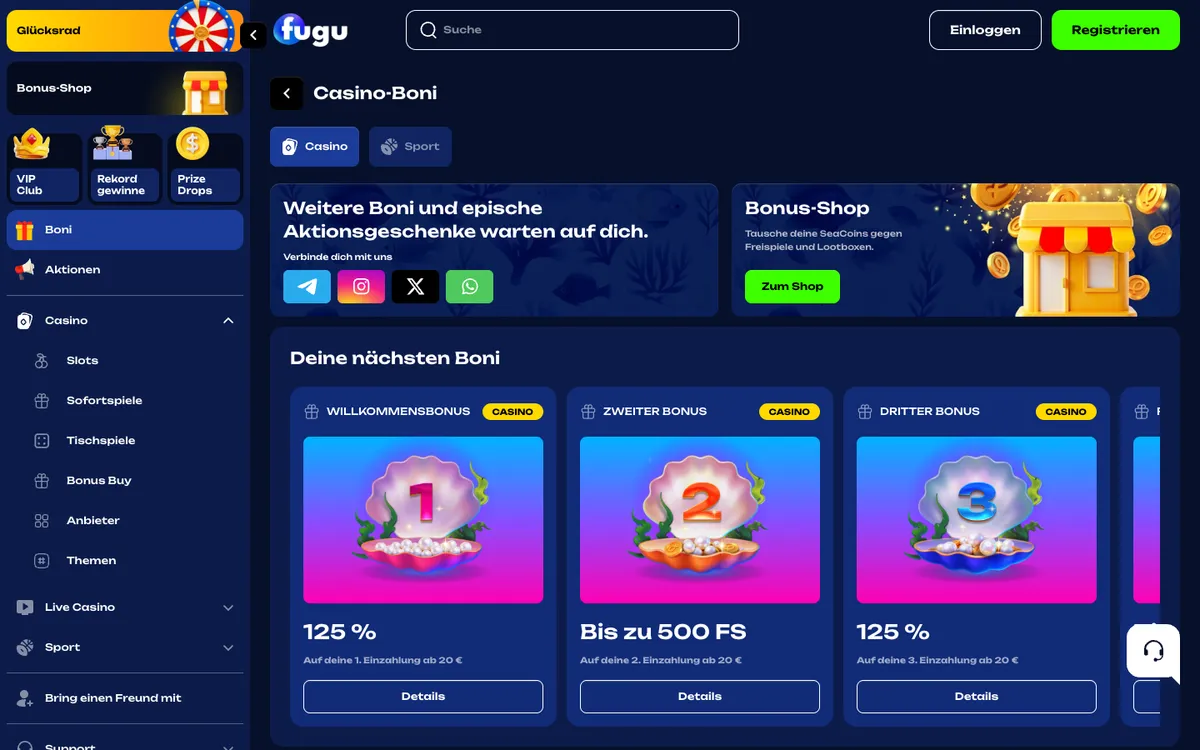 Fugu Casino — Promotions, captured from Austria