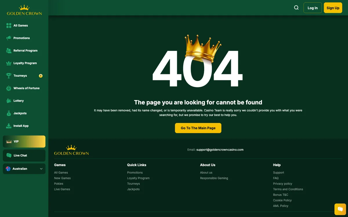 Golden Crown Casino — Payments, captured from Australia