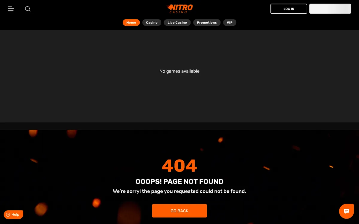 Nitro Casino — Home page, captured from Belgium