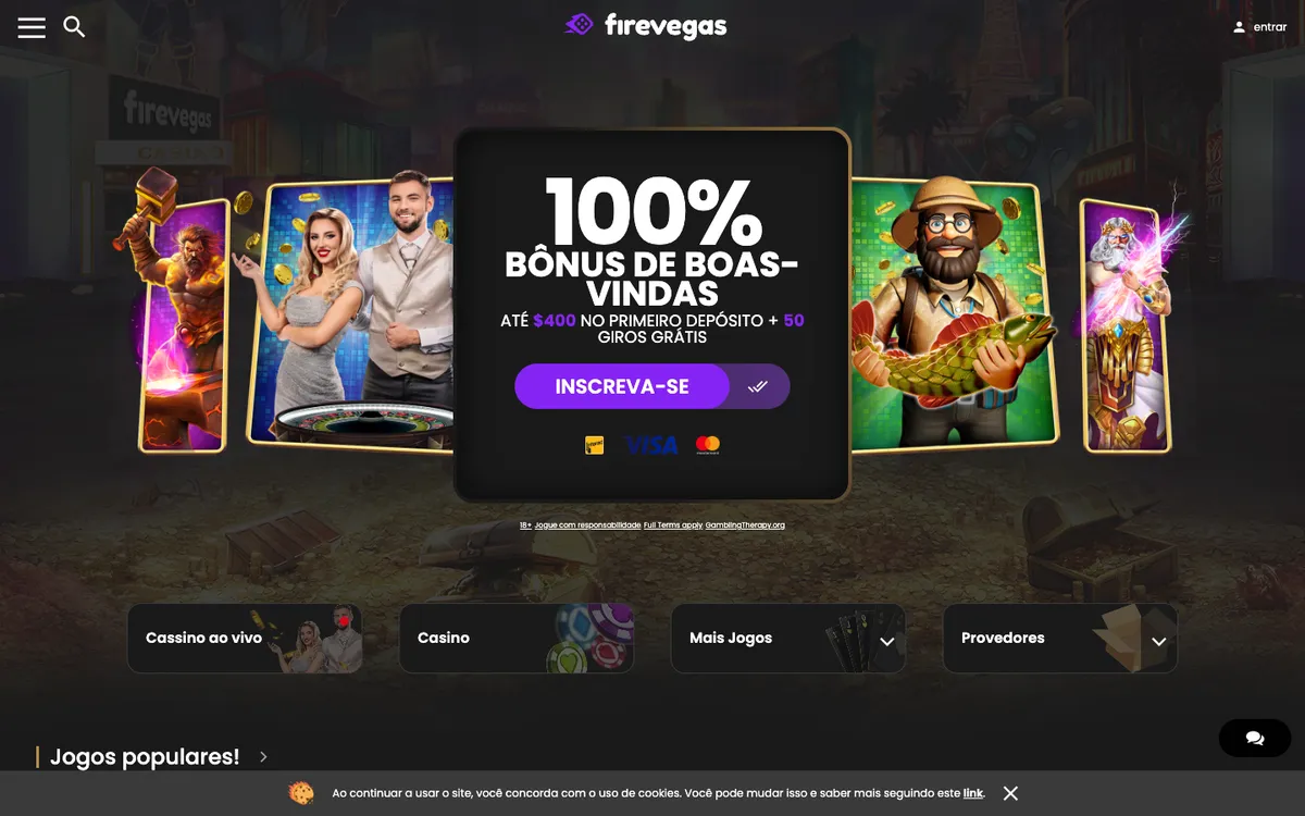 Fire Vegas Casino — Home page, captured from Canada