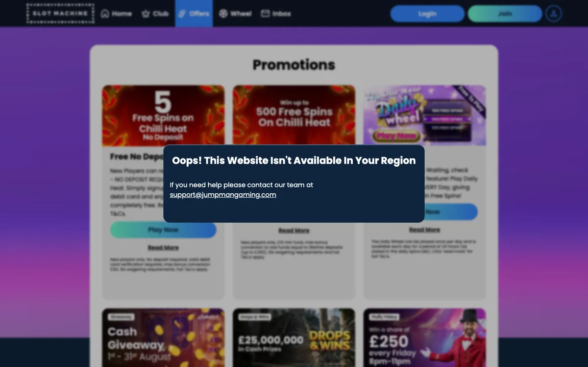 Slot Machine Casino — Promotions, captured from Austria