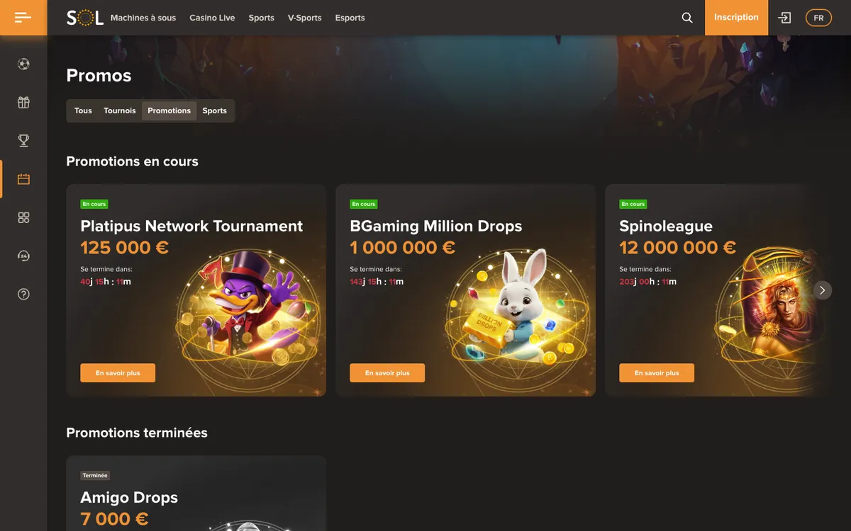 Sol Casino — «Акции», снято из страны Франция
