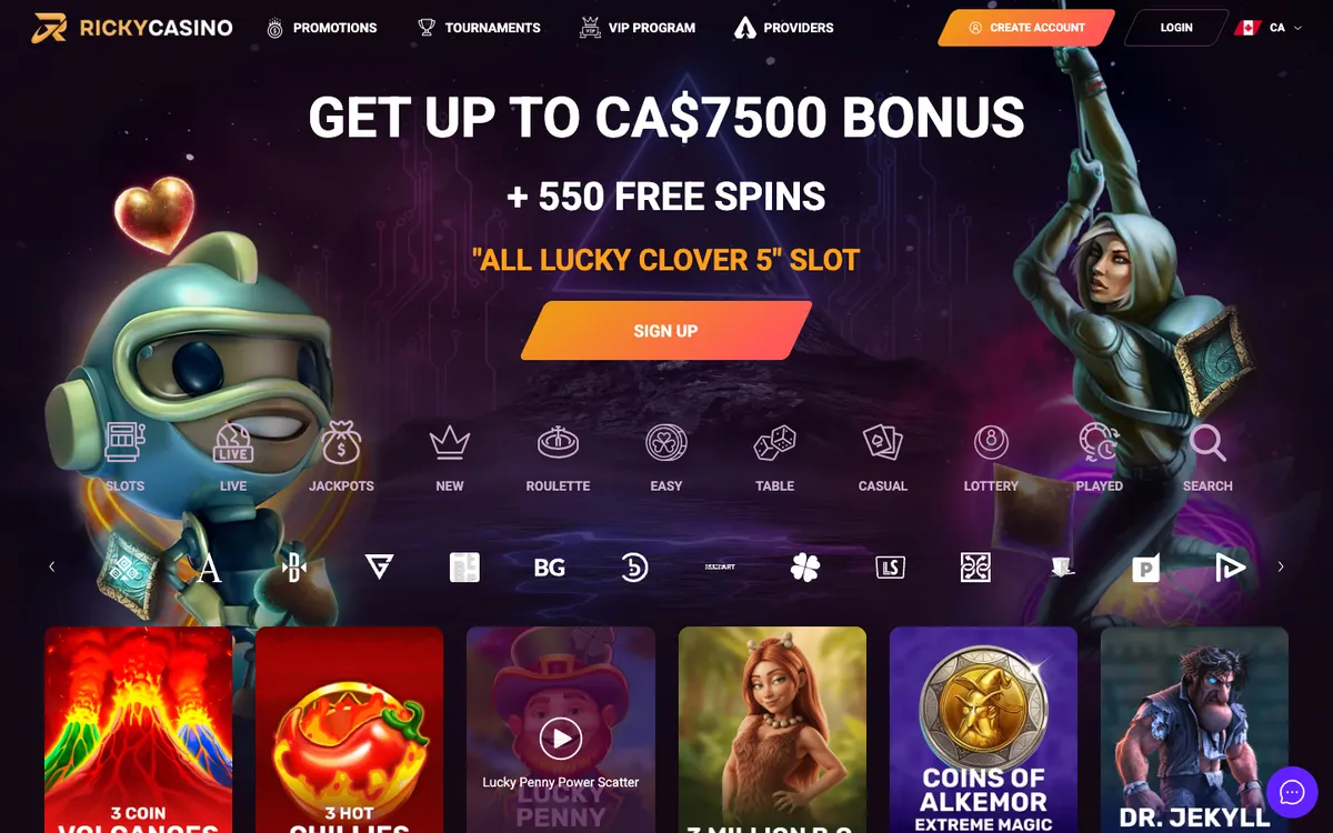 Rickycasino — Sign-up, captured from Canada