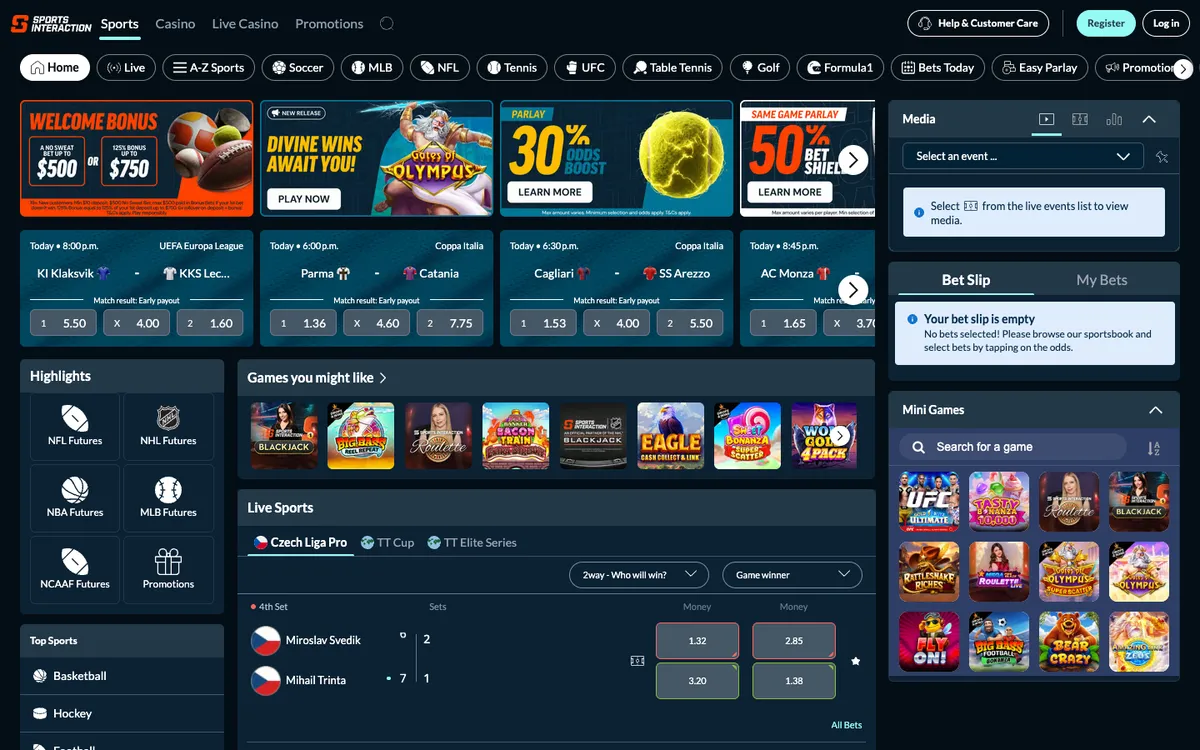 SIA Casino — Home page, captured from Canada
