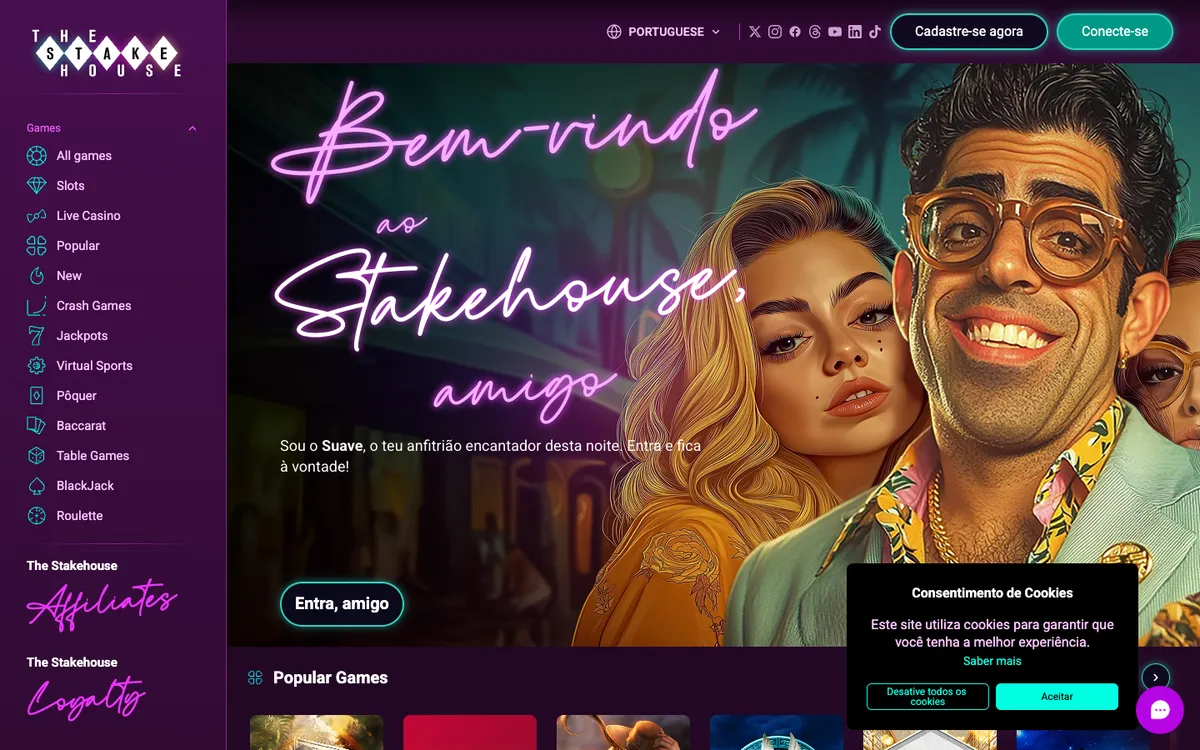 TheStakeHouse Casino — Home page, captured from Portugal