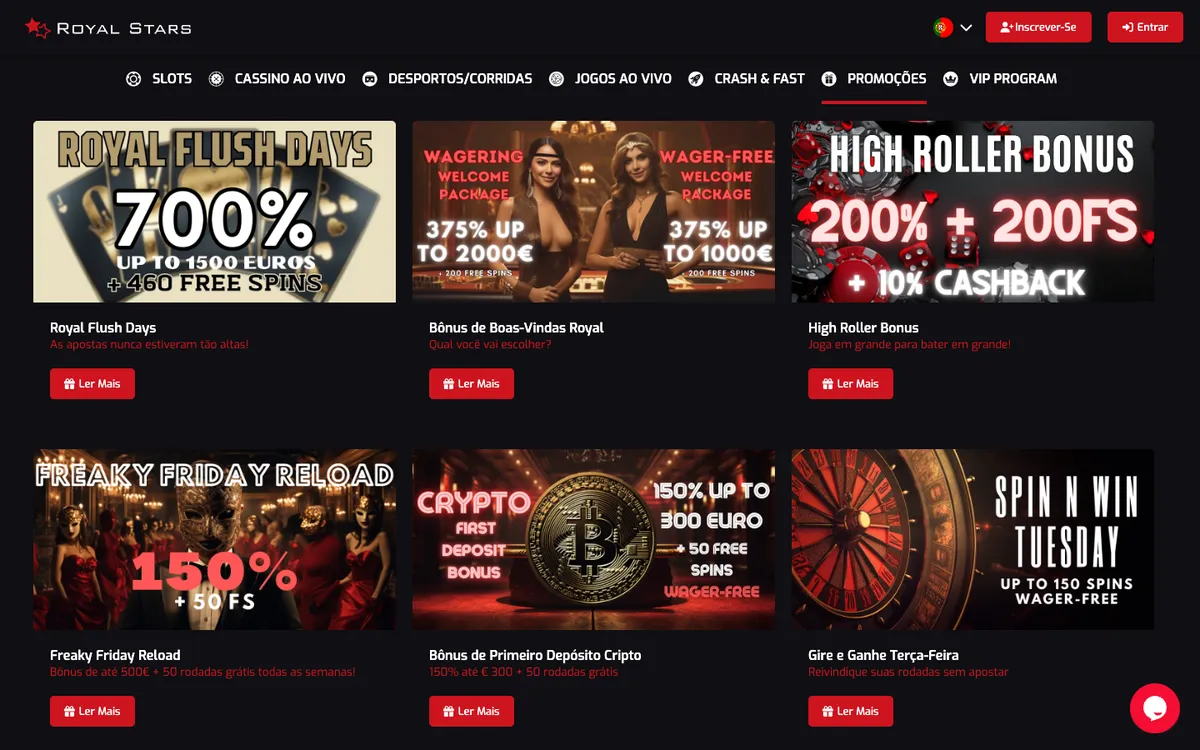 Royal Stars Casino — «Акции», снято из страны Бразилия
