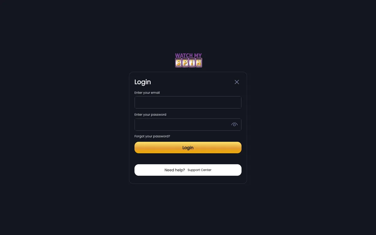 Watchmyspin Casino — «Регистрация», снято из страны Австрия