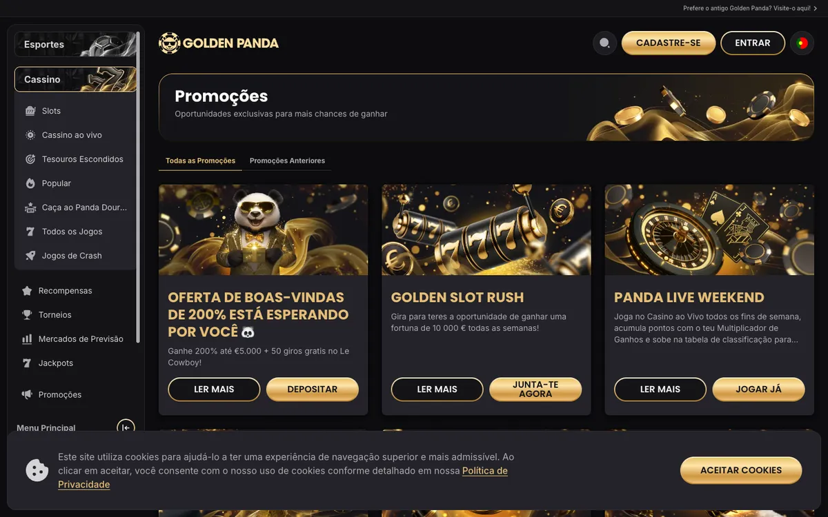 Golden Panda Casino — «Акции», снято из страны Бразилия
