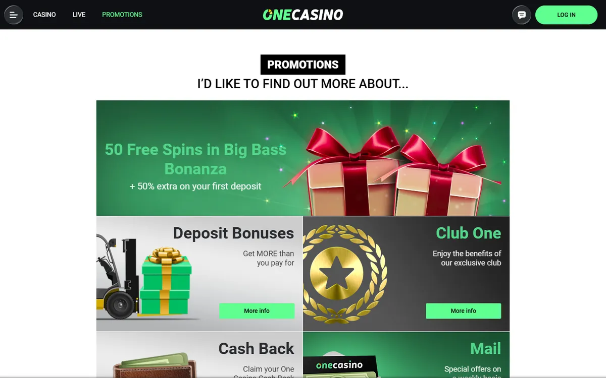 One Casino — Promotions, captured from Canada