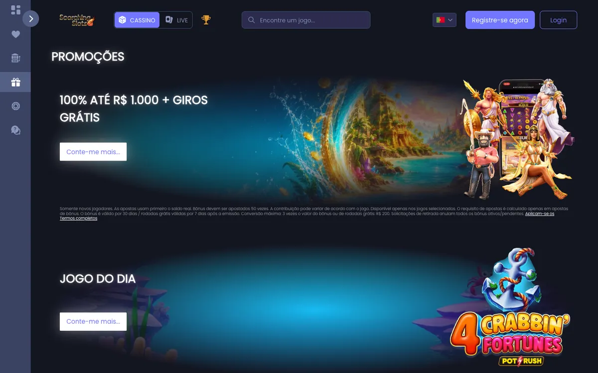 Scorching Slots Casino — Promotions, captured from Brazil