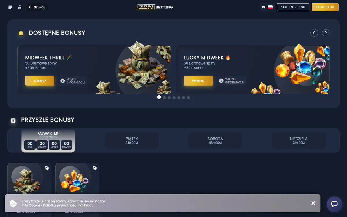 ZenBetting Casino — «Акции», снято из страны Польша