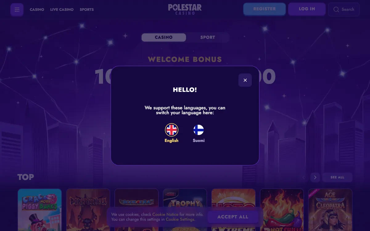 Polestar Casino — «Главная», снято из страны Финляндия