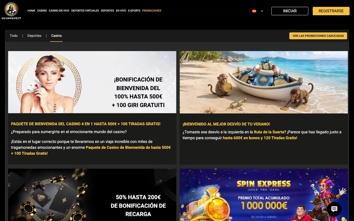 Olympusbet Casino — Promotions, captured from Chile
