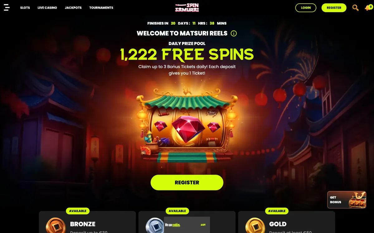 Spin Samurai Casino — Promotions, captured from New Zealand