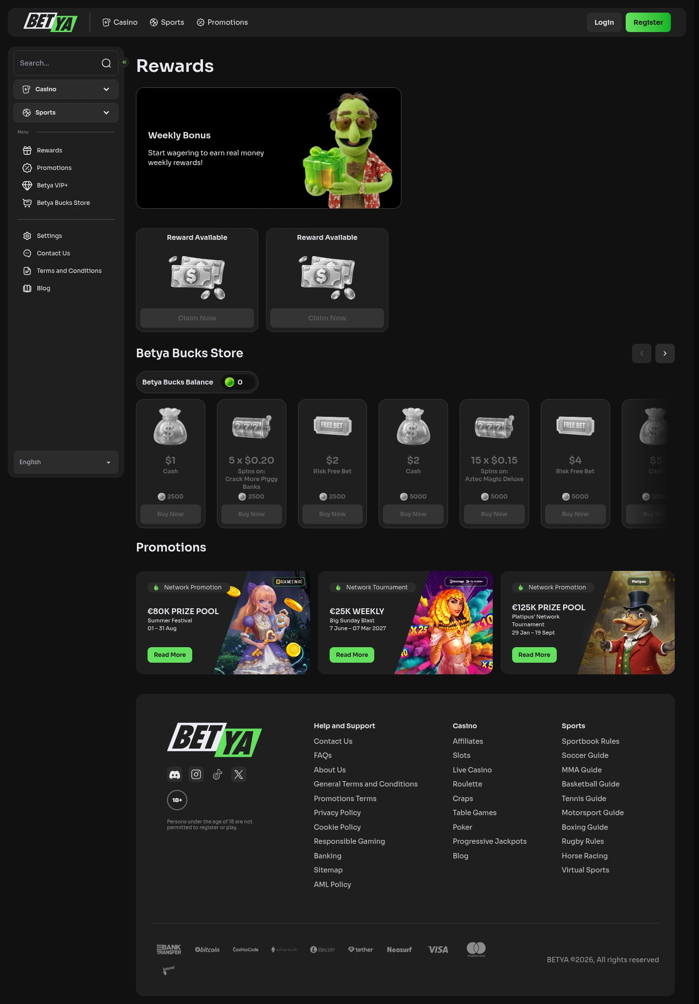 Betya Casino — «Акции», снято из страны Австралия