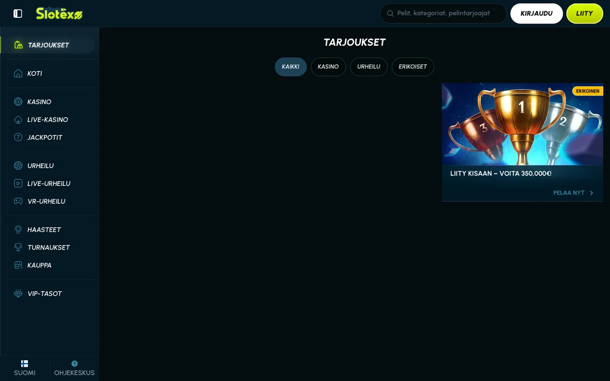 Slotexo Casino — Promotions, captured from Finland