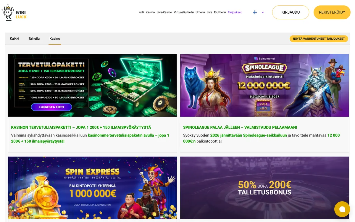 WikiLuck Casino — «Акции», снято из страны Финляндия