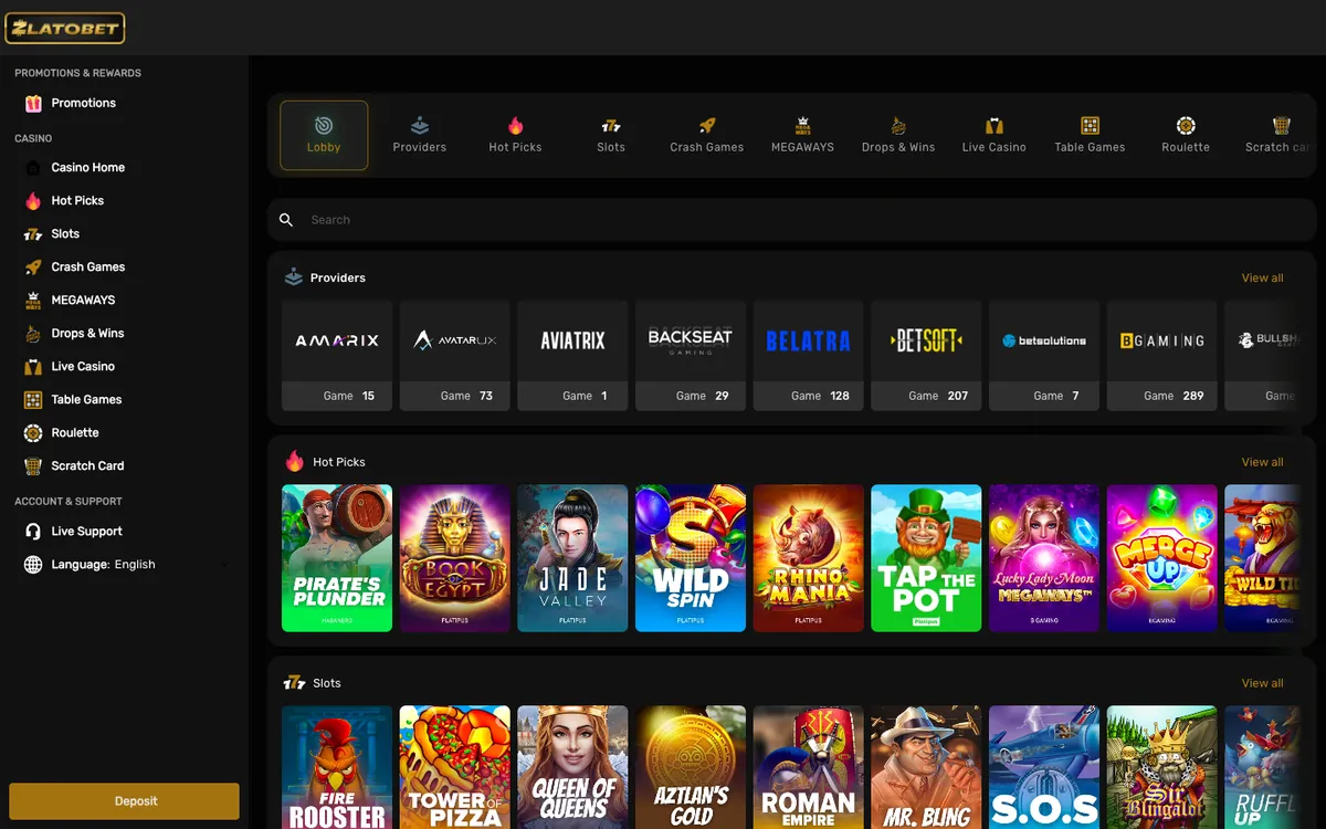ZlatoBet Casino — «Главная», снято из страны Бразилия