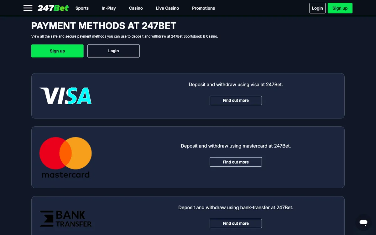 247Bet Casino — Payments, captured from United Kingdom