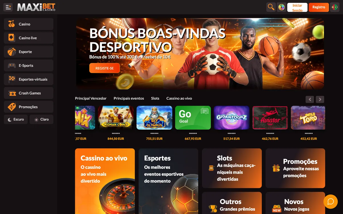Maxibet Casino — Home page, captured from Portugal