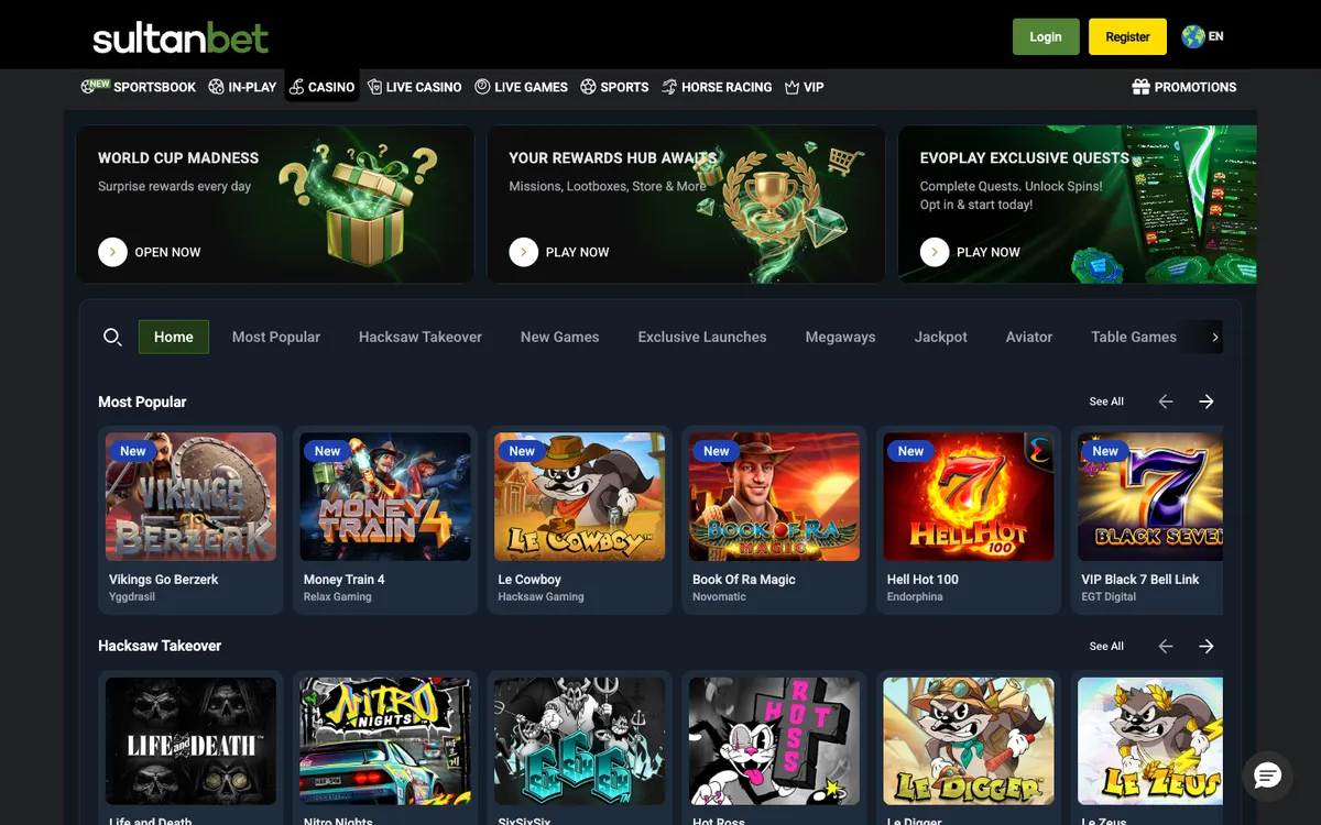 Sultanbet Casino — Home page, captured from Austria