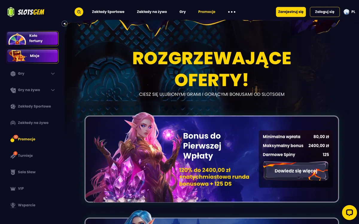 SlotsGem Casino — Promotions, captured from Poland