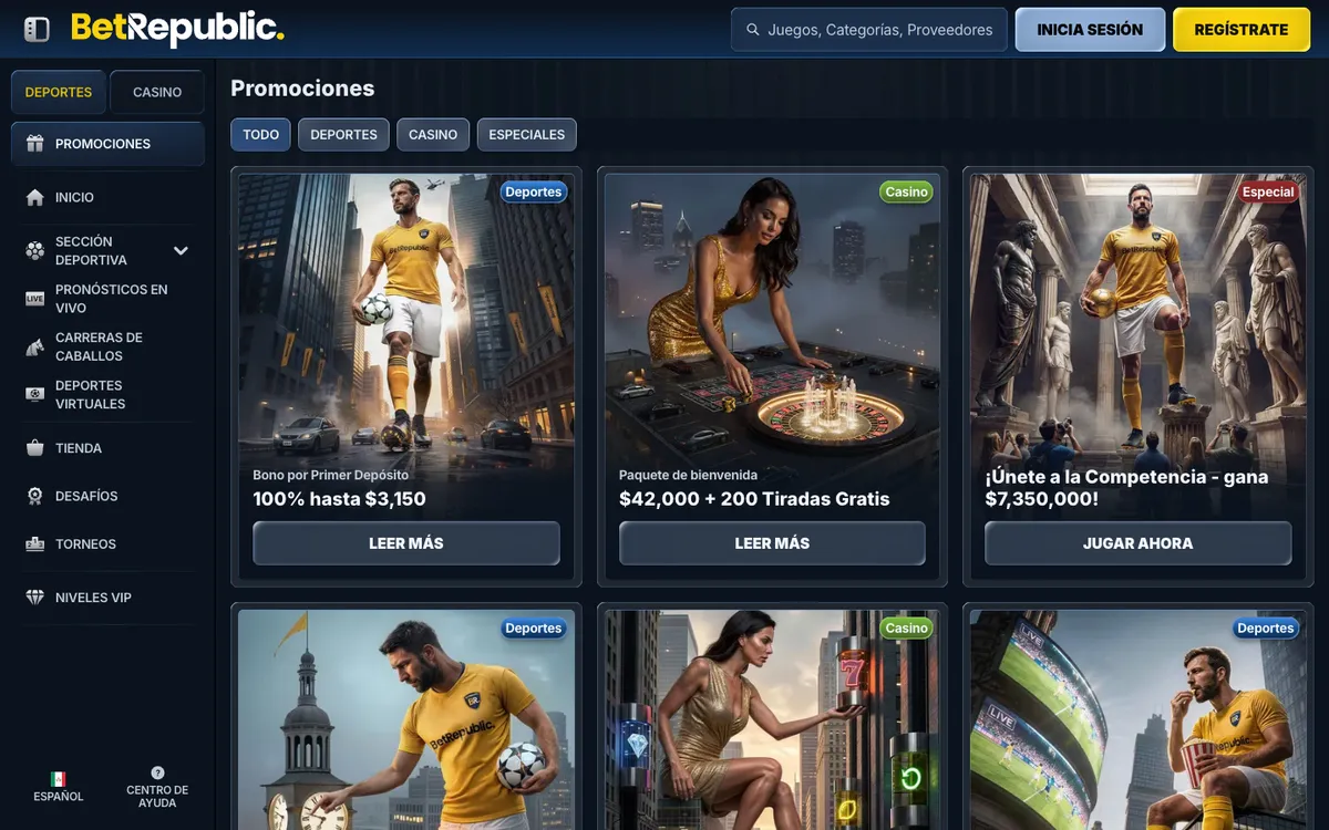 BetRepublic Casino — Promotions, captured from Mexico