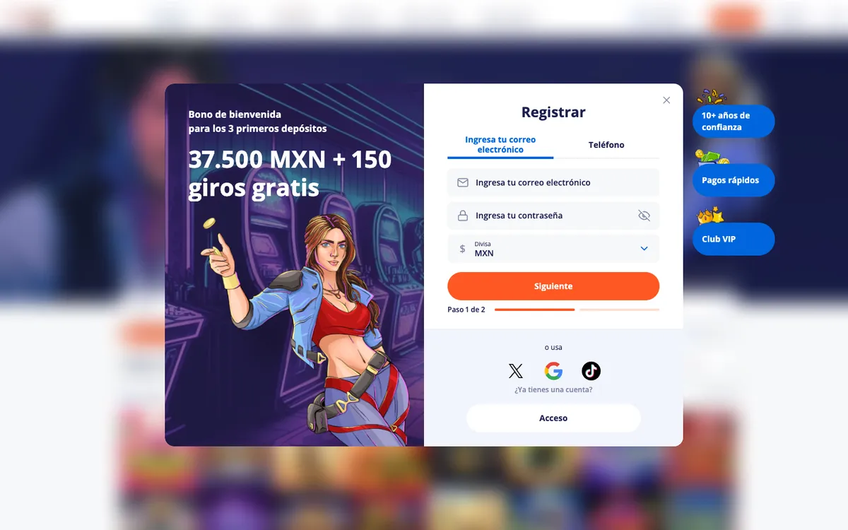 V.Vegas Casino — «Регистрация», снято из страны Мексика