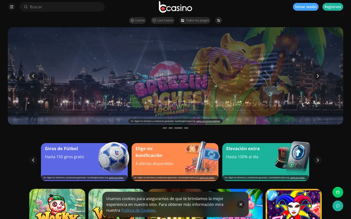 bCasino — Home page, captured from Spain