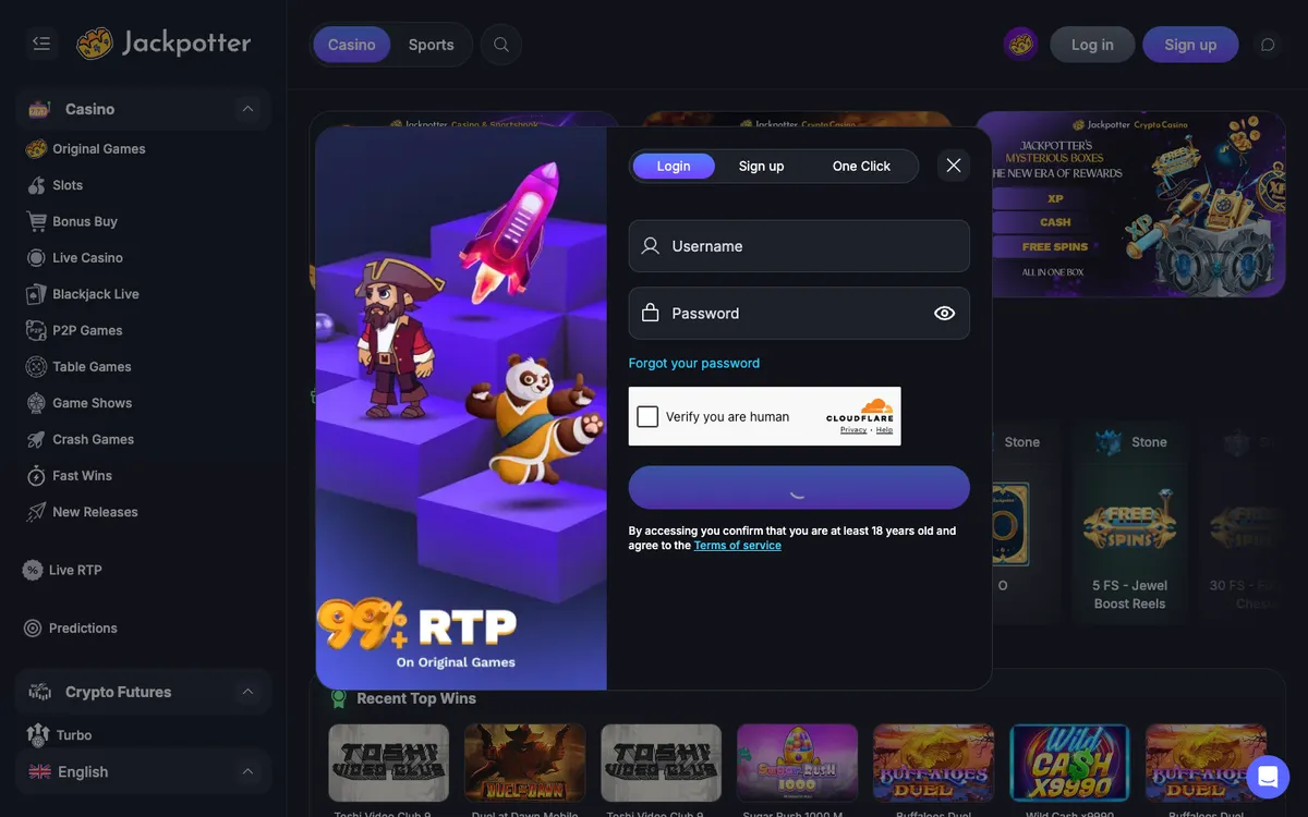 Jackpotter Casino — Sign-up, captured from Canada