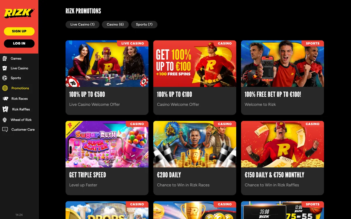 Rizk Casino — Promotions, captured from Australia