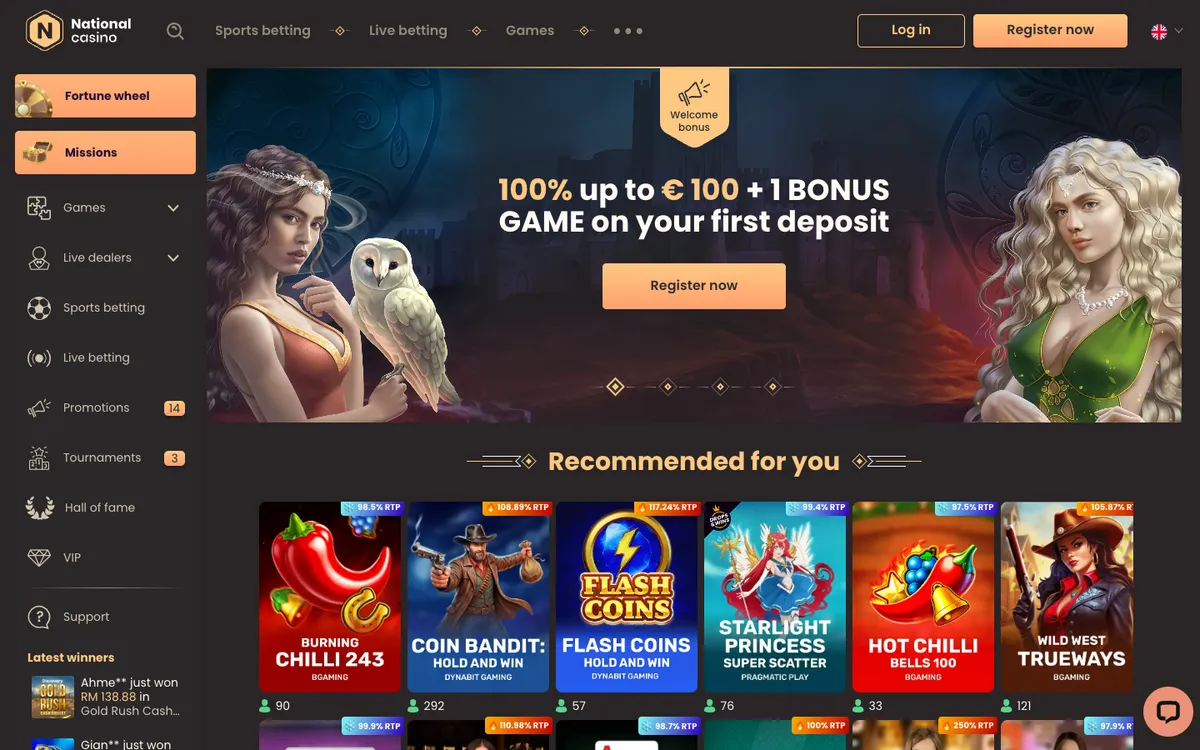 National Casino — Home page, captured from Malaysia