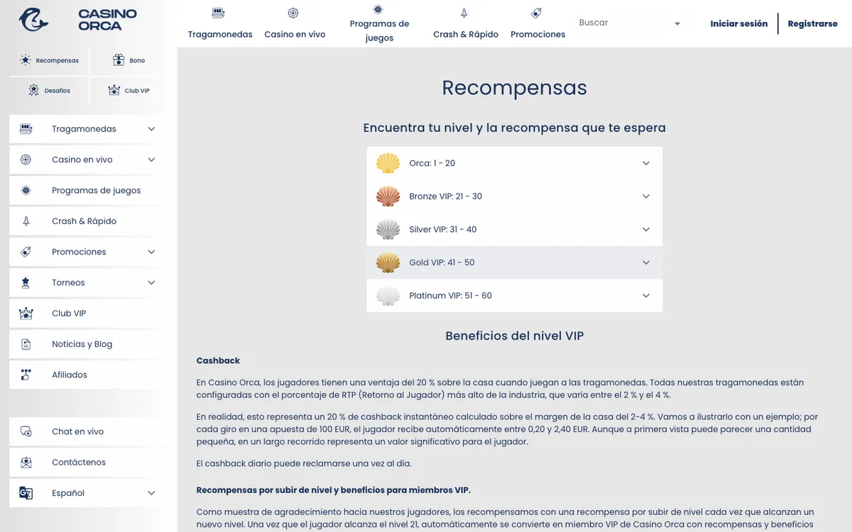 Casino Orca — Promotions, captured from Spain