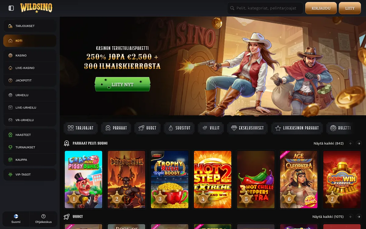 Wildsino Casino — «Главная», снято из страны Финляндия
