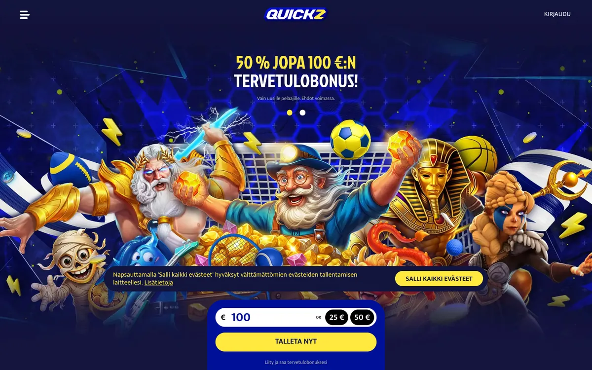 Quickz Casino — «Акции», снято из страны Финляндия