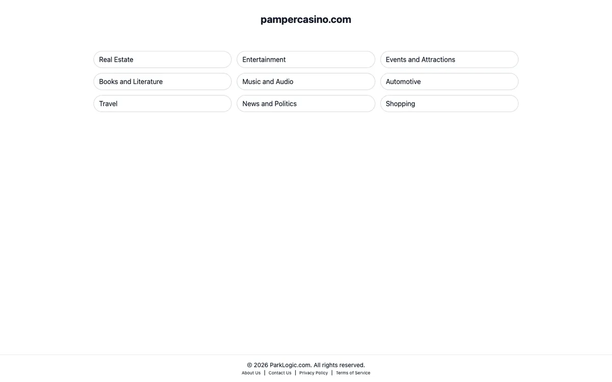 Pamper Casino — Home page, captured from United Kingdom