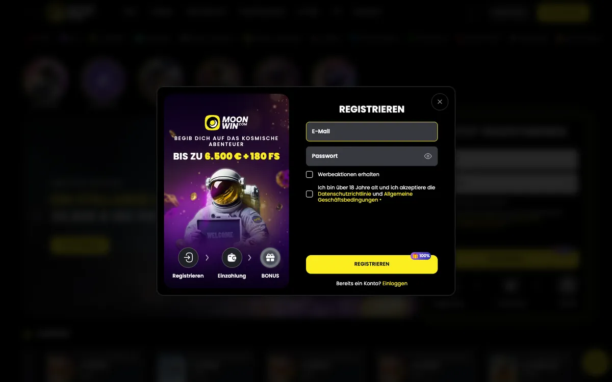 Moonwin Casino — Payments, captured from Austria