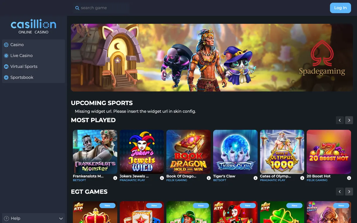 Casillion Casino — Home page, captured from United Arab Emirates