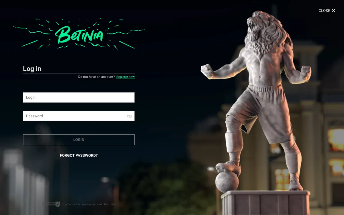 Betinia Casino — Sign-up, captured from New Zealand