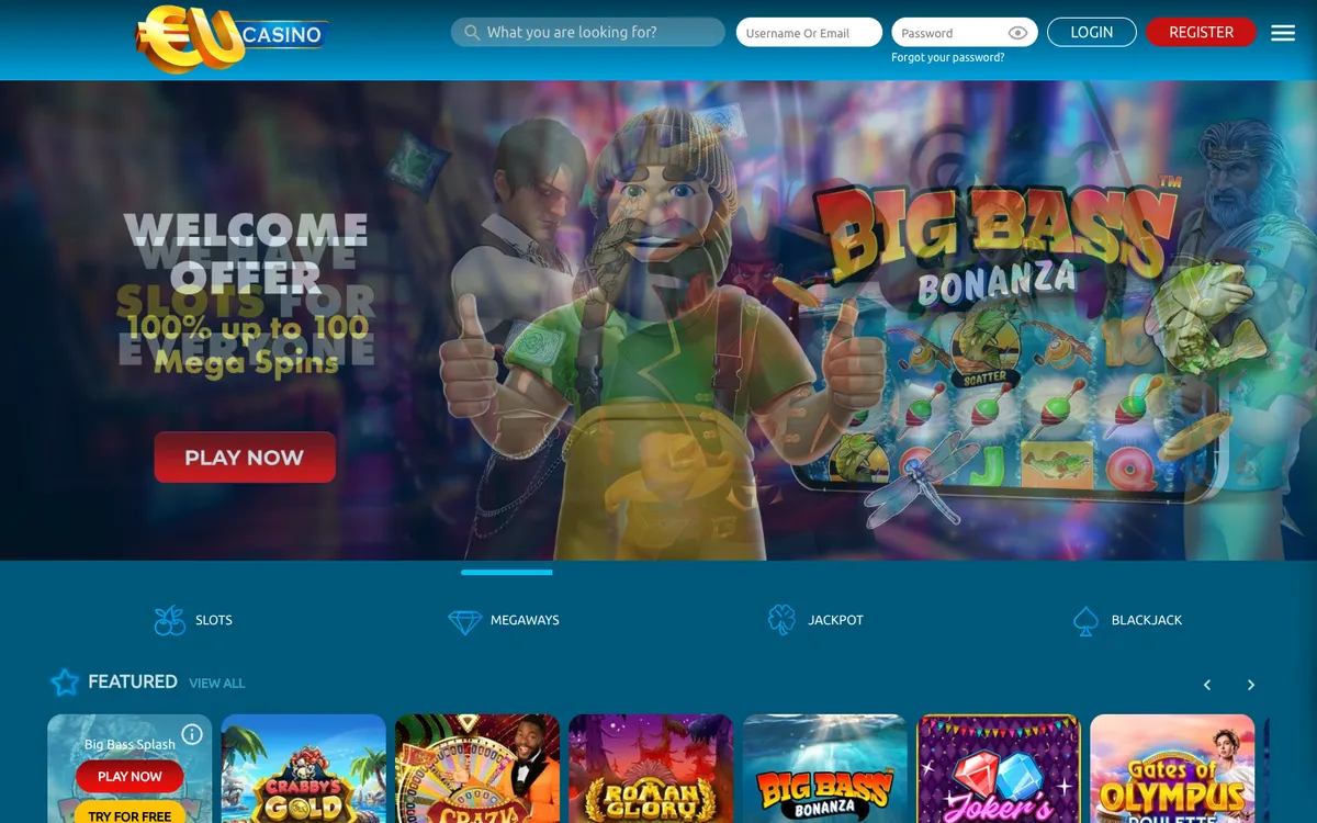 EUcasino — Home page, captured from South Africa