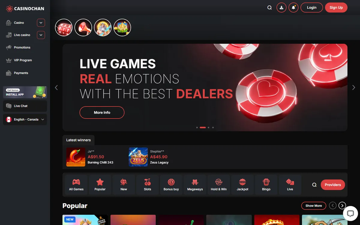 CasinoChan — «Главная», снято из страны Канада