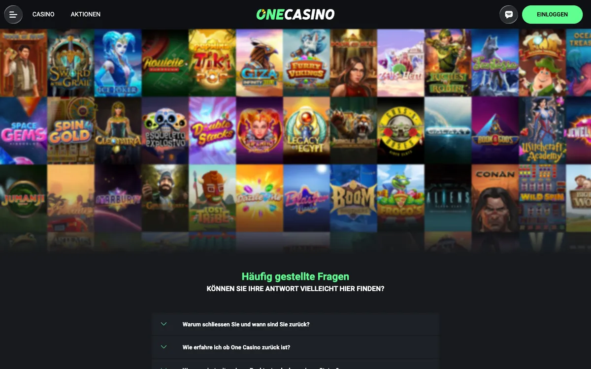 One Casino — Home page, captured from Germany