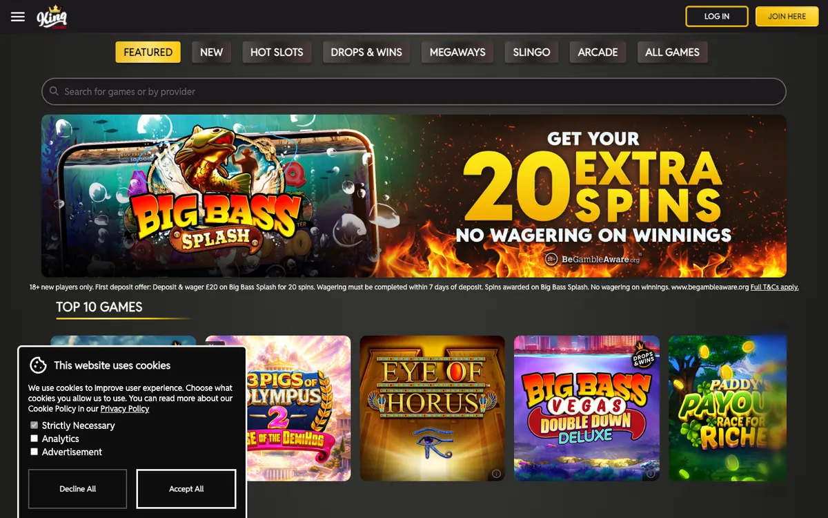 King Casino — Home page, captured from Australia