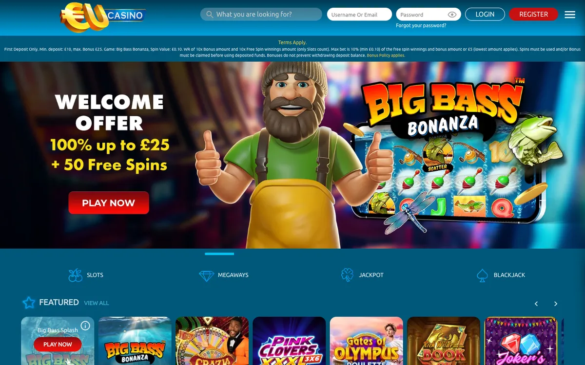 EUcasino — «Главная», снято из страны Великобритания