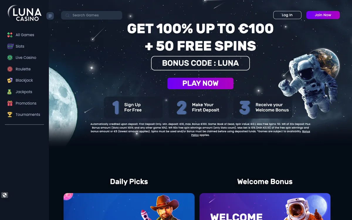 Luna Casino — Promotions, captured from Finland
