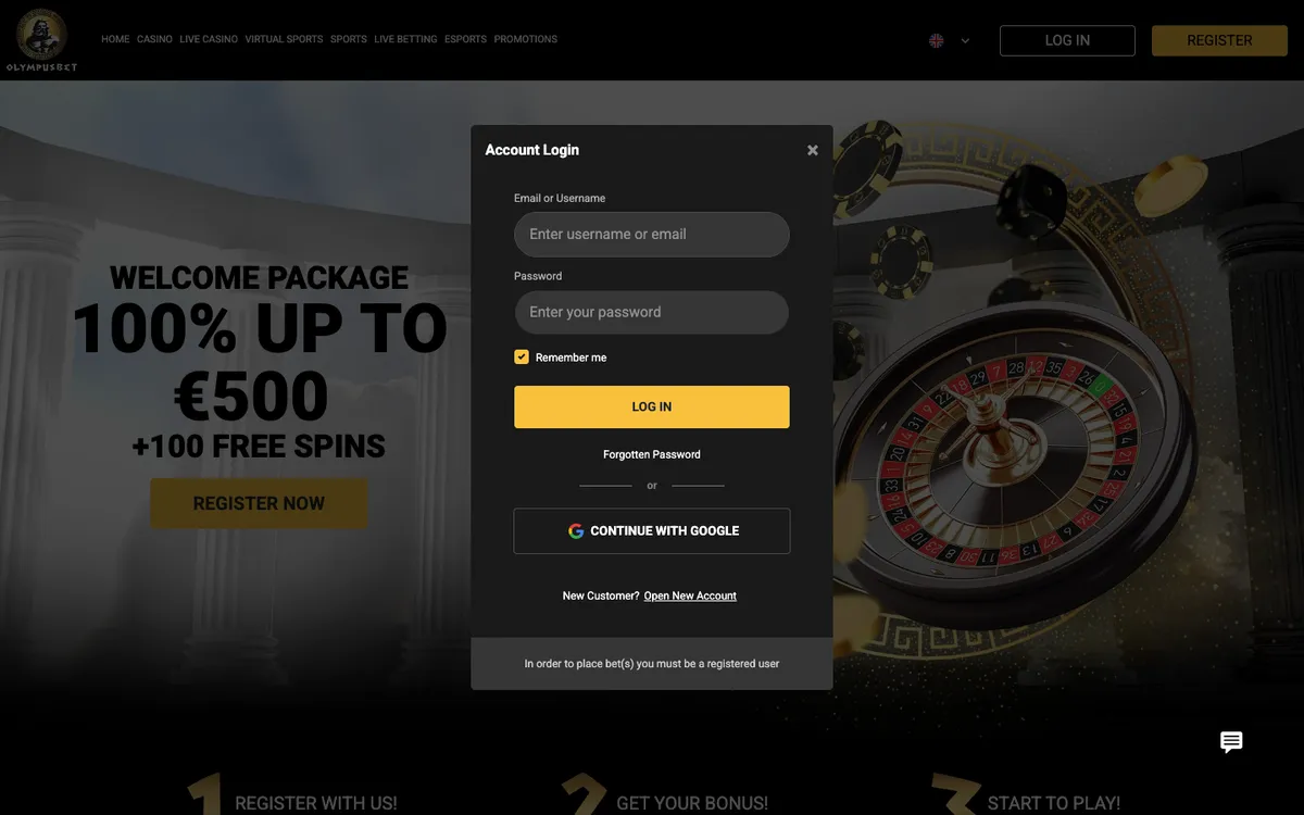 Olympusbet Casino — Sign-up, captured from Brazil